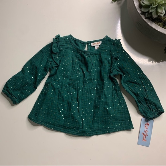 Cat & jack emerald green 2 piece set nwt evergreen top bottom 18 months - Picture 5 of 6